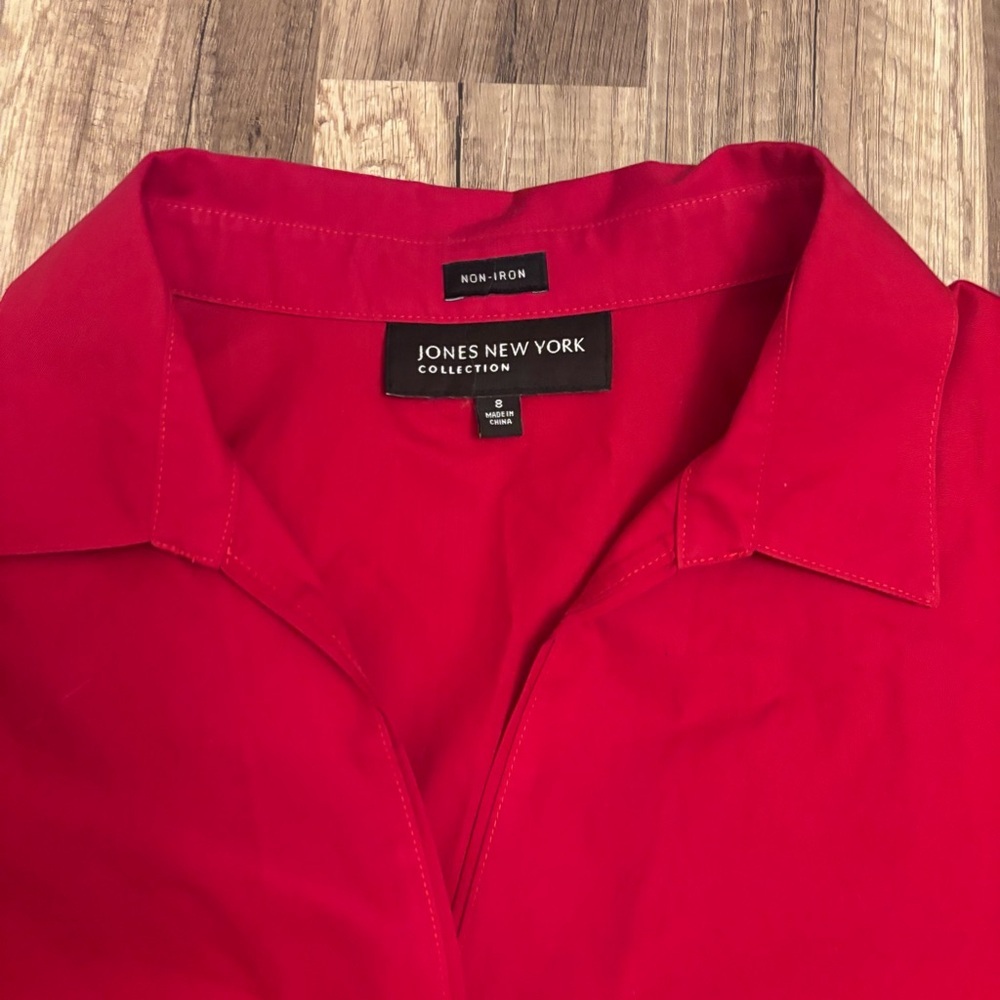Jones New York Vibrant Red Button-Down Shirt - Picture 2 of 4